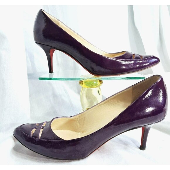 Jimmy Choo Purple Leather Cut Out Pump Heels Size 39.5 US 9.5 - Picture 2 of 14